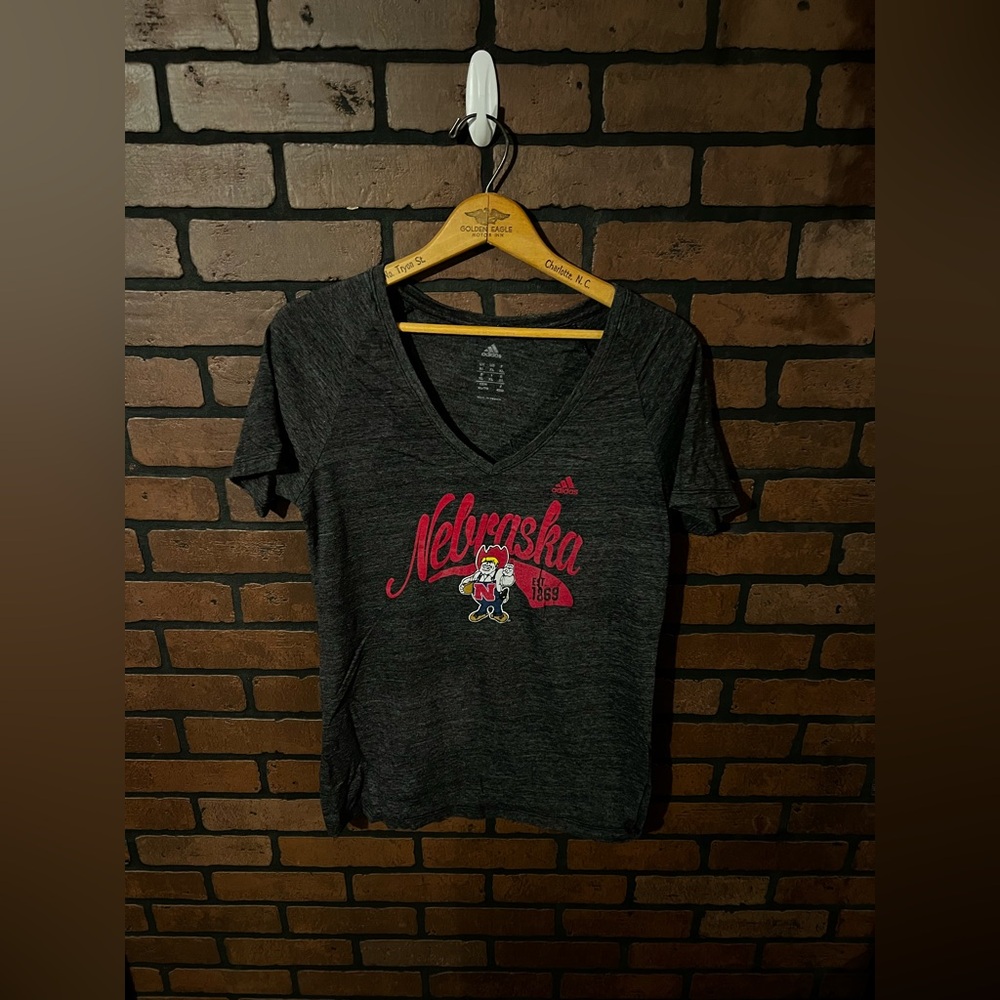 Adidas XL Nebraska V-Neck Tee